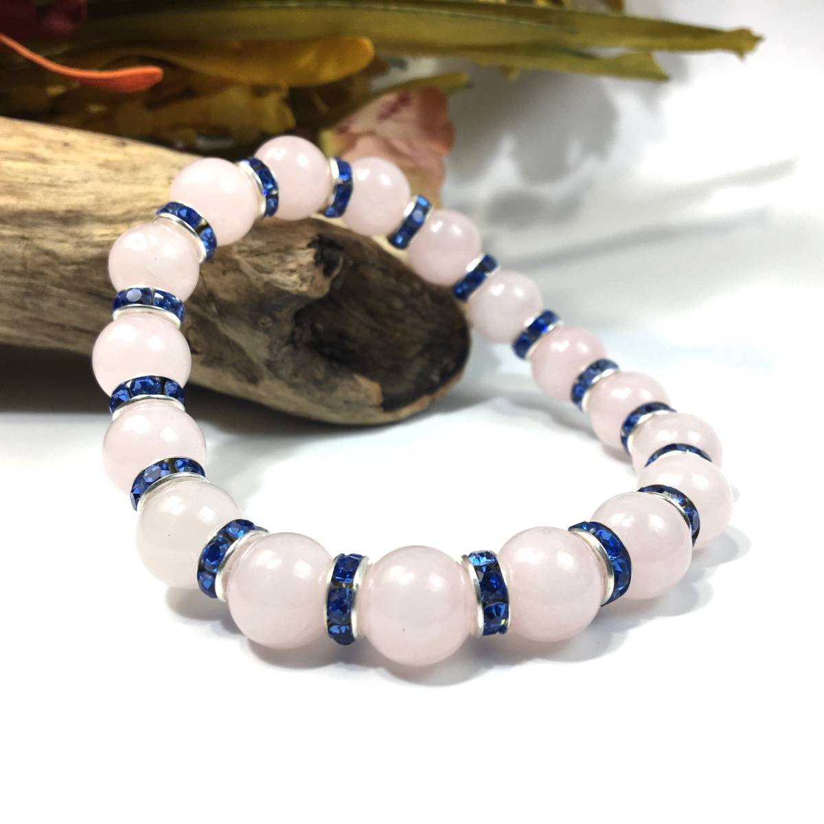 Розовый кварцевый каменный браслет натуральный каменный дыхание 10 мм мужские дамы (Рондель: синий) удачи очистить бусин