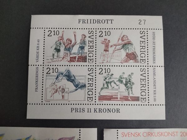 K-39 外国切手 スウェーデン 未使用 スポーツ SVERIGE 1986年 1988年 切手シート コレクション 収集 趣味_画像2