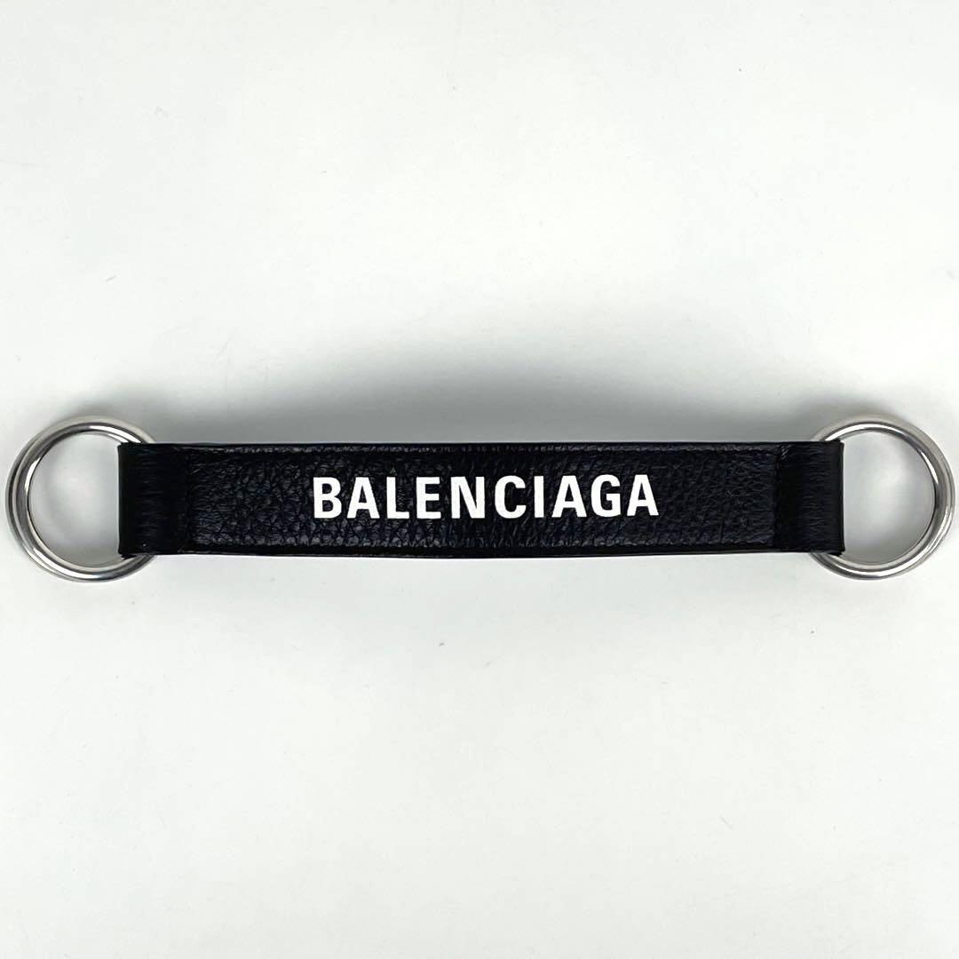 BALENCIAGA バレンシアガ ロゴレザーストラップキーリング 