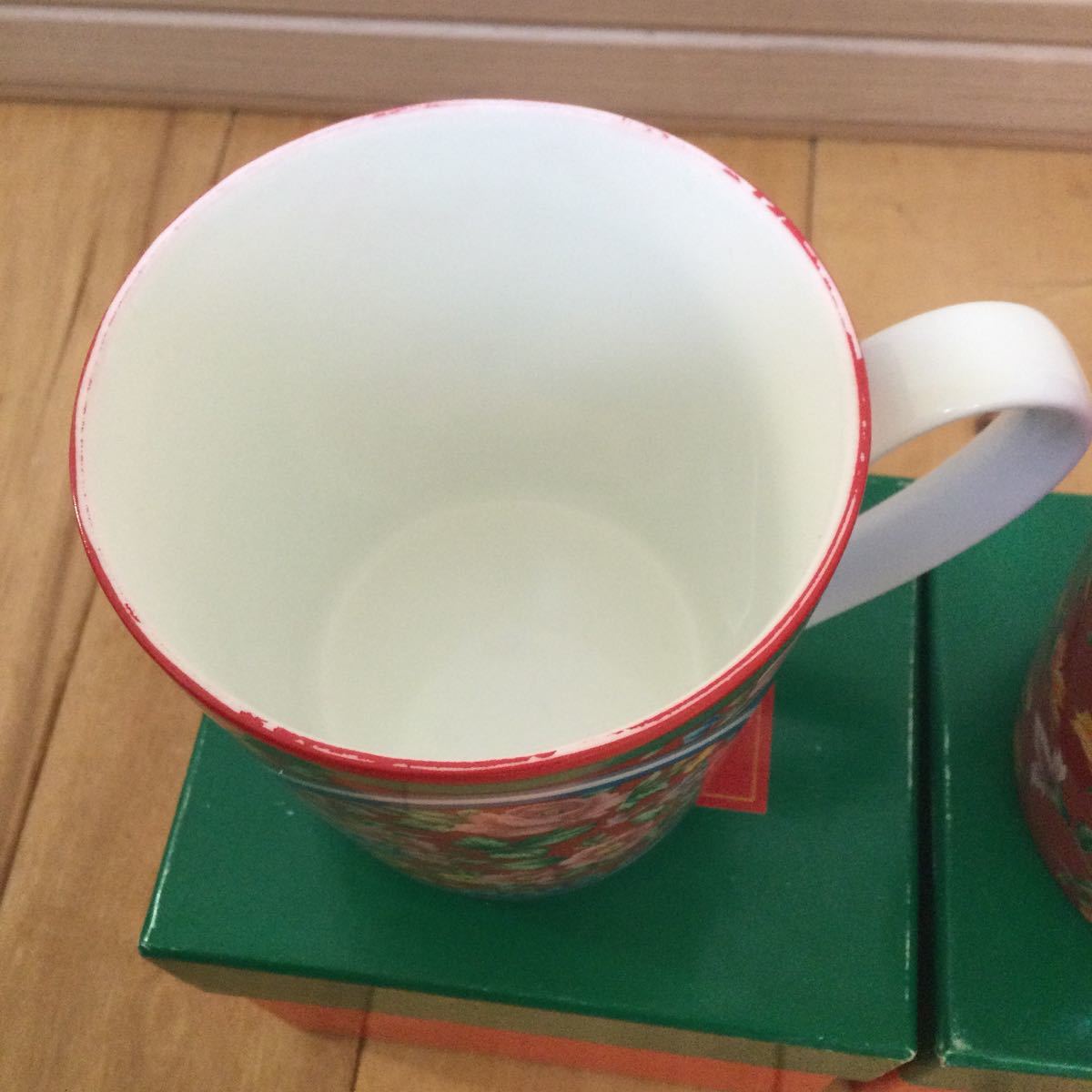 KENZO マグカップ 青 赤 ペアマグカップ 花柄 廃盤 未使用品の画像3