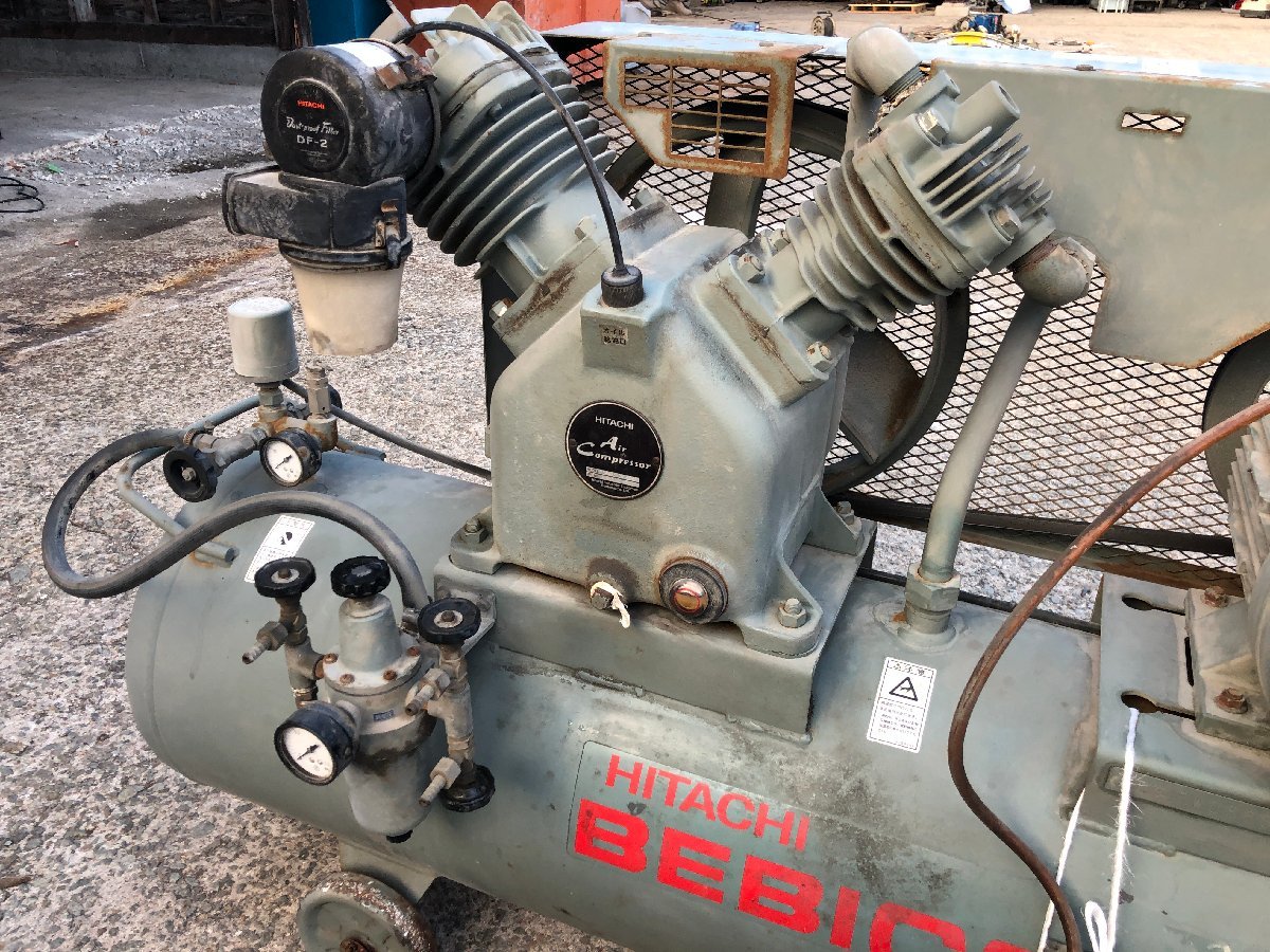 【兵庫県発】 Hitachi Koki 日立工機 ベビコン 5.5P-9.5VD6 エアーコンプレッサー エアコンプレッサ ツール エア工具 200V 三相 60Hz_画像7