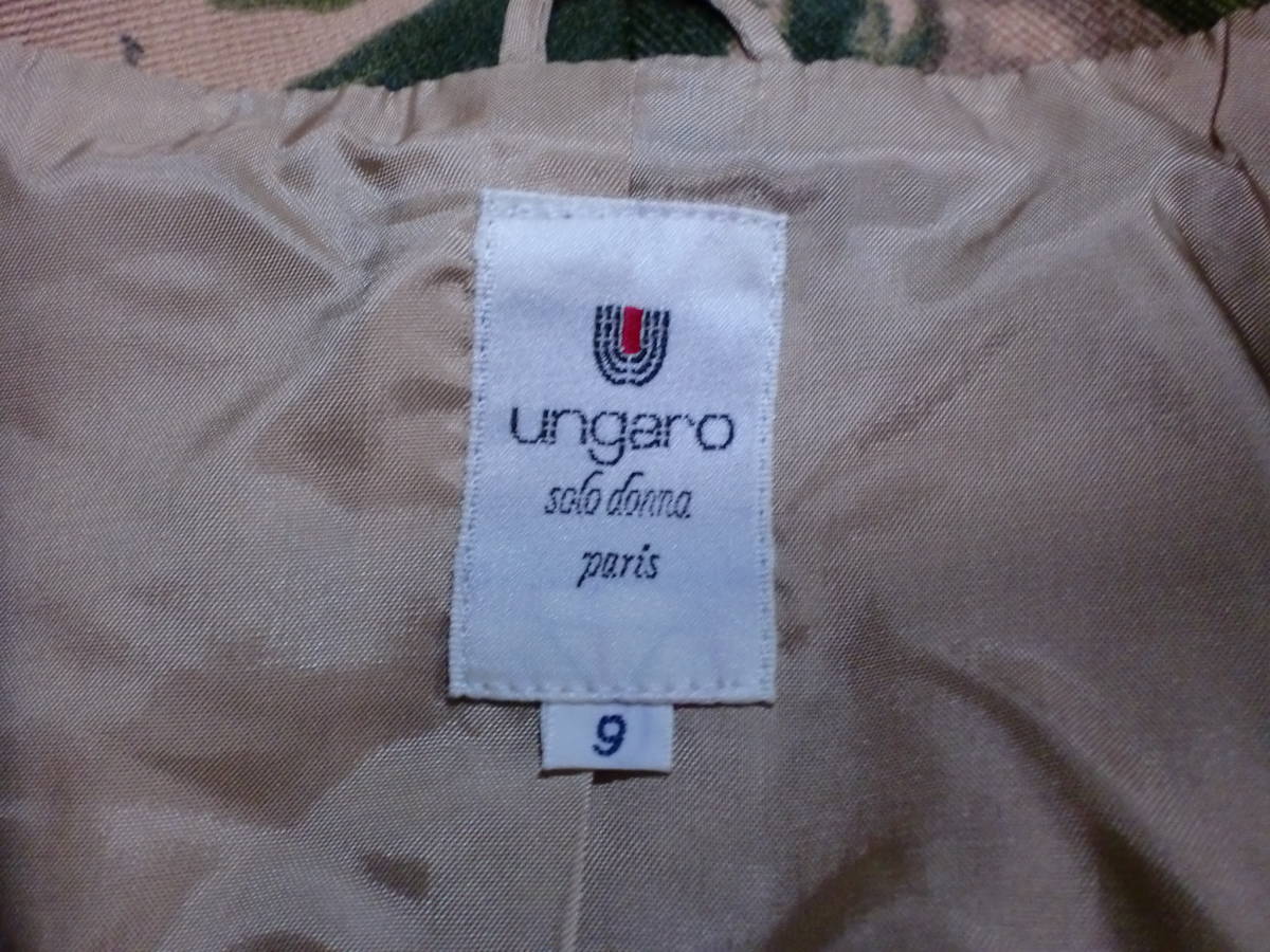  Ungaro ungaro flower total pattern lady's b leather jacket size 9 wool 35% rayon 65% exhibition goods om-26