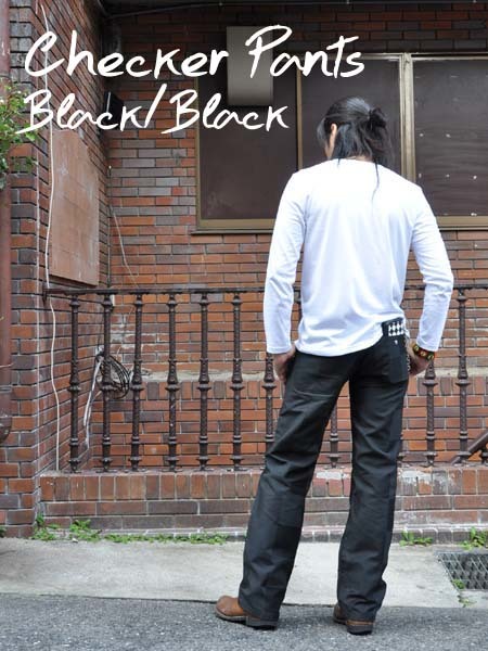 CHECKER PANTS BLACK × BLACK 30/チェッカーパンツプリズンボーダー囚人パンツprisoner pantsプリズナーパンツgladhandグラッドハンド_画像4