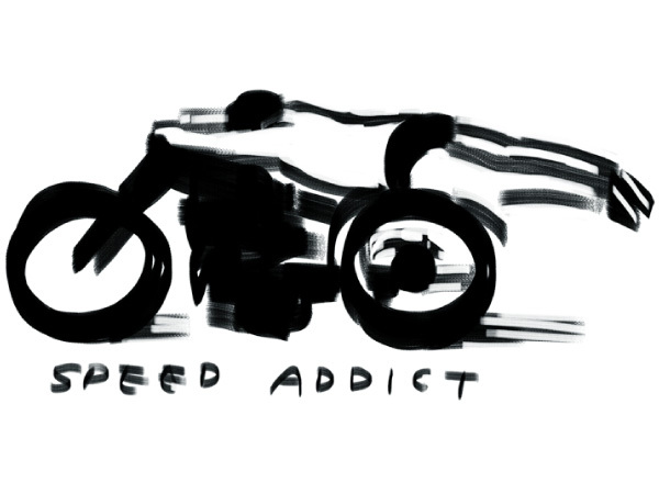 SPEED ADDICT 手書き風 T-shirt WHITE L/白チョッパーバイクハーレーダビッドソンナックルパンショベルヘッドショベルヘッドusa英車英国車_画像4