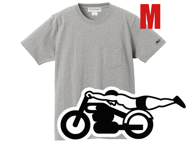 SUPER HEAVY WEIGHT 袖スピードアディクト POCKET T-shirt GRAY M/霜降り杢グレー刺繍ワッペンワンポイントhanes beefyヘインズビーフィー_画像1