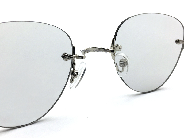 TWO POINT RIMLESS BOSTON SUNGLASS SILVER × LIGHT SMOKE/ツーポイントリムレスボストンサングラススモークレンズラウンド縁なしフレーム_画像6