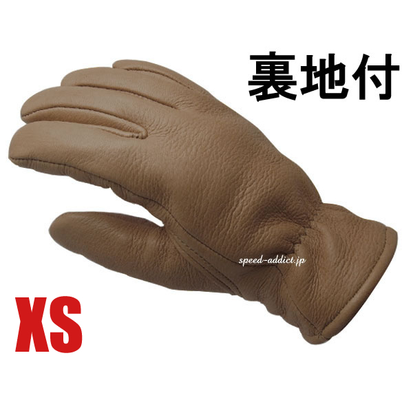 CHURCHILL GLOVE 裏地付 WALNUT XS/チャーチルグローブ茶色シンサレート100g裏地付バイク用手袋レザーグローブ鹿革本革本皮防寒thinsulate