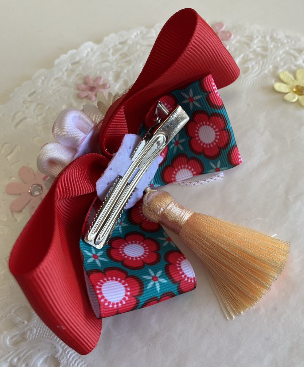  hand made ribbon Japanese style hair clip 43 flower kimono hakama . The Seven-Five-Three Festival tassel hair ornament cat pohs postage included 