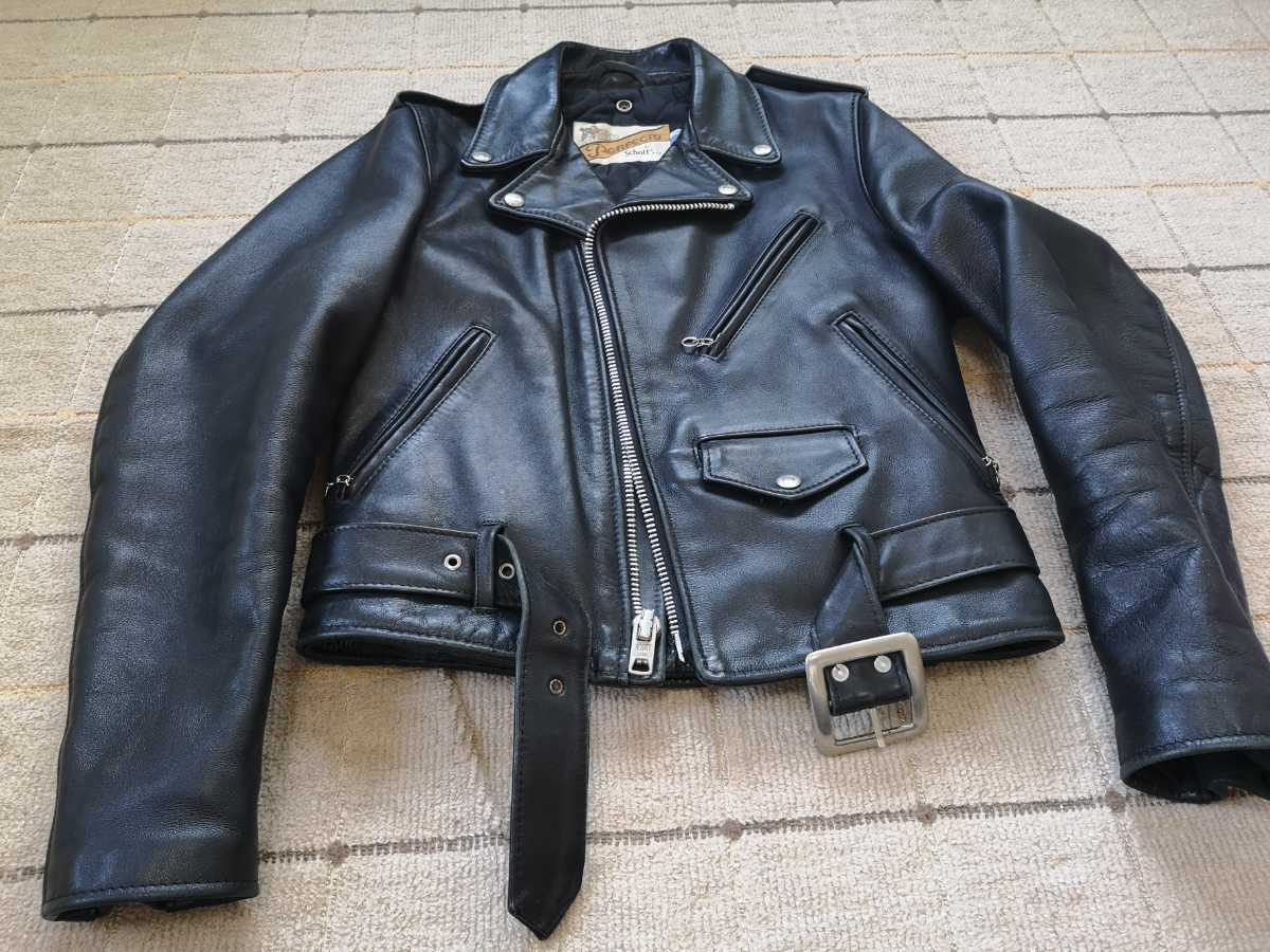 人気定番の Schott ダブル ライダース 牛革 34サイズ ライダース