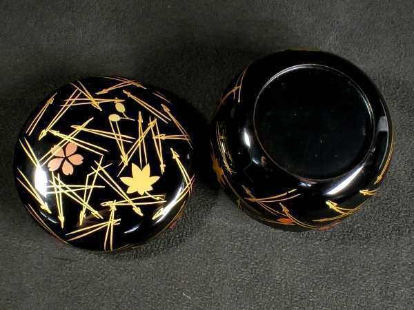 c0104 華やかな金蒔絵 松葉紅葉桜図 棗 漆芸品 漆器 茶道具 茶道 煎茶道具_画像8