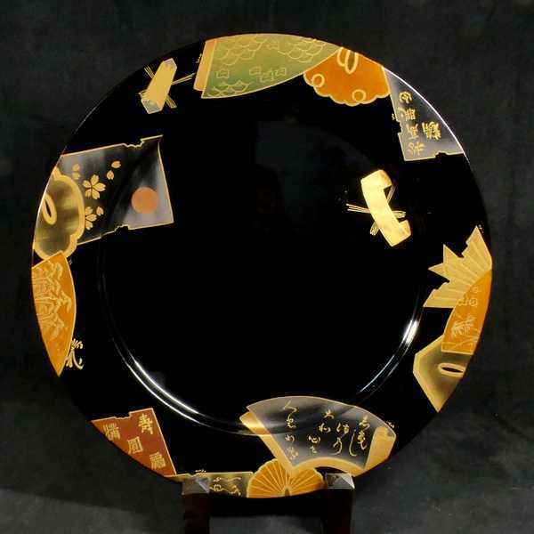 C0101a 金蒔絵 飾皿 長径 約40.2cm 大皿 漆芸品 漆器 木製 漆芸