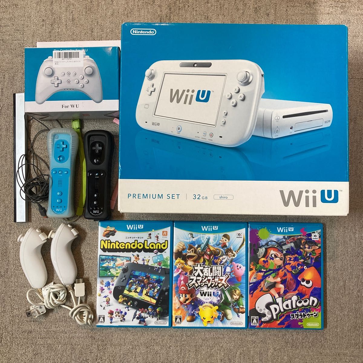 WiiU PREMIUM SET 32GB 白 リモコン2セット ソフト3本 汎用プロコントローラー フルセット