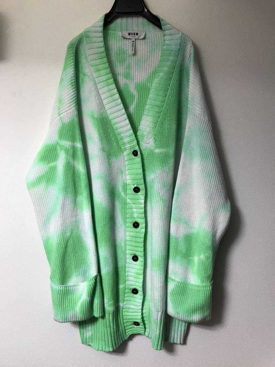 卸し売り購入 MSGM 柄 ライトグリーン 白 オーバーサイズ カーディガン 染め タイダイ cardigan tie-dye セーター