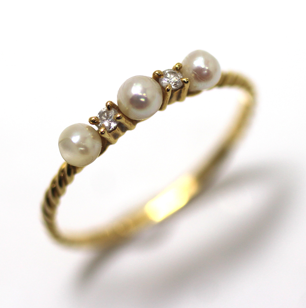 高級品市場 【ミキモト リング】MIKIMOTO ミキモト／K18／＃7／2.3g /ブランドアクセサリー/イエローゴールド台リング 指輪