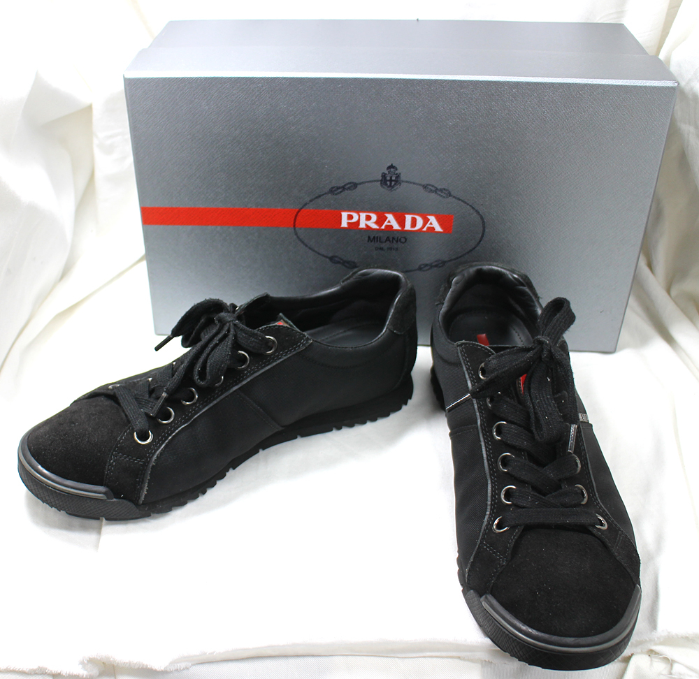 入荷中 【PRADA ブラック サイズ6（24.5cm） ローカットスニーカー