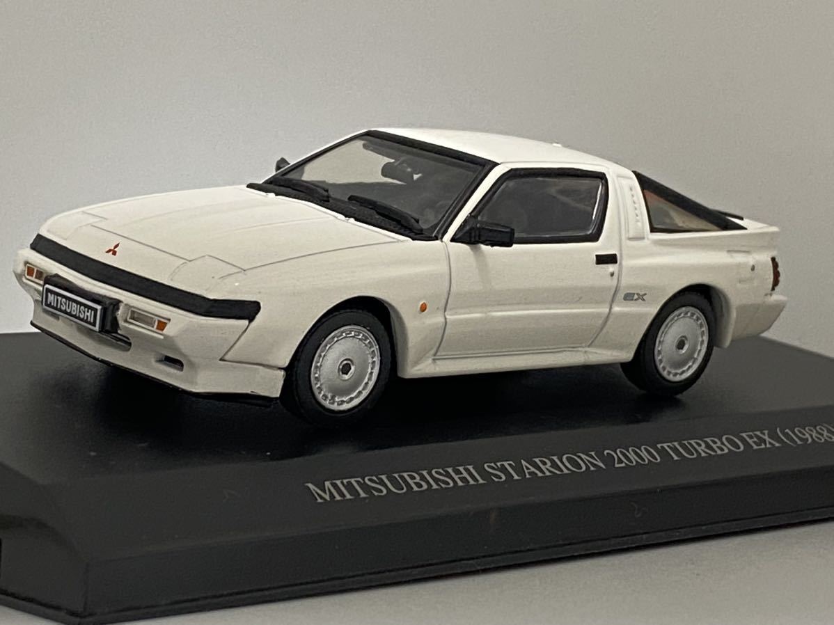 三菱 スタリオン 2000 ターボ EX ミニカー アオシマ 1/43 欧米仕様 ソフィアホワイト 左ハンドル MITSUBISHI