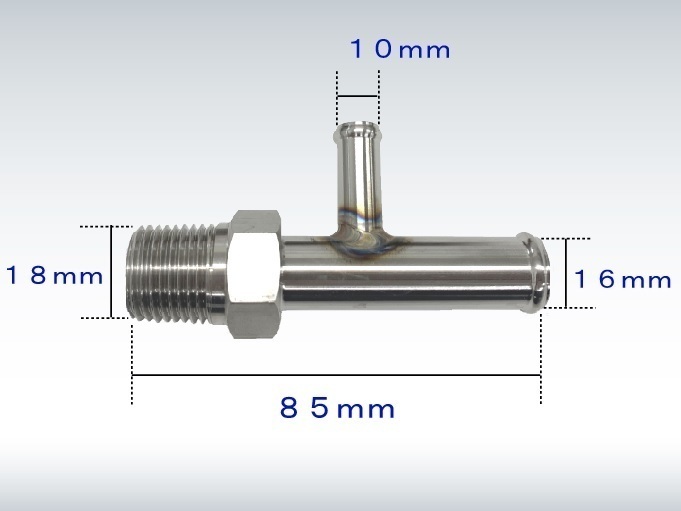 L型　オールステンレス製ブロックサイドヒーター分岐コネクター （１６Φ-１０Φ）　スカイライン　ジャパン　ハコスカ_画像2