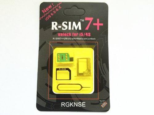 送150円R-SIM7+ iPhone5 4S SIMロック解除アダプター AU SB_画像1