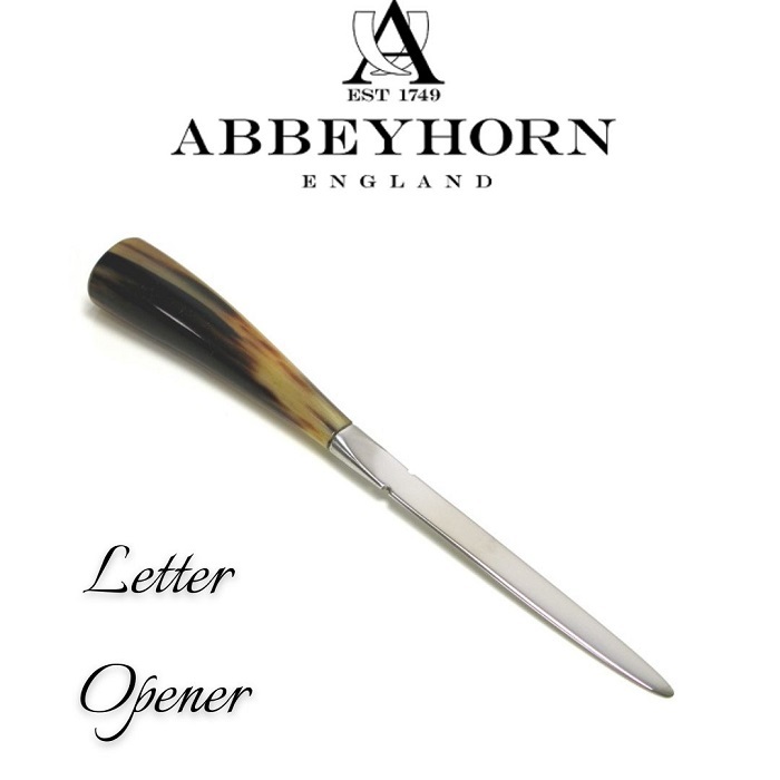 英国製 レターオープナー 水牛角ハンドル 21cm ペーパーナイフ ABBEYHORN アビホーン ロゴあり 一点もの 天然素材 封筒開封 ホーンウェア