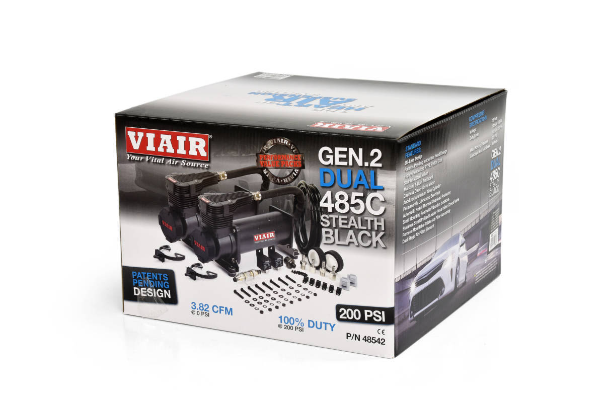 【新品】VIAIR GEN.2 DUAL 485C STEALTH BLACK ブラック 最新型　最上級モデル ２機SET エアサス用_画像1