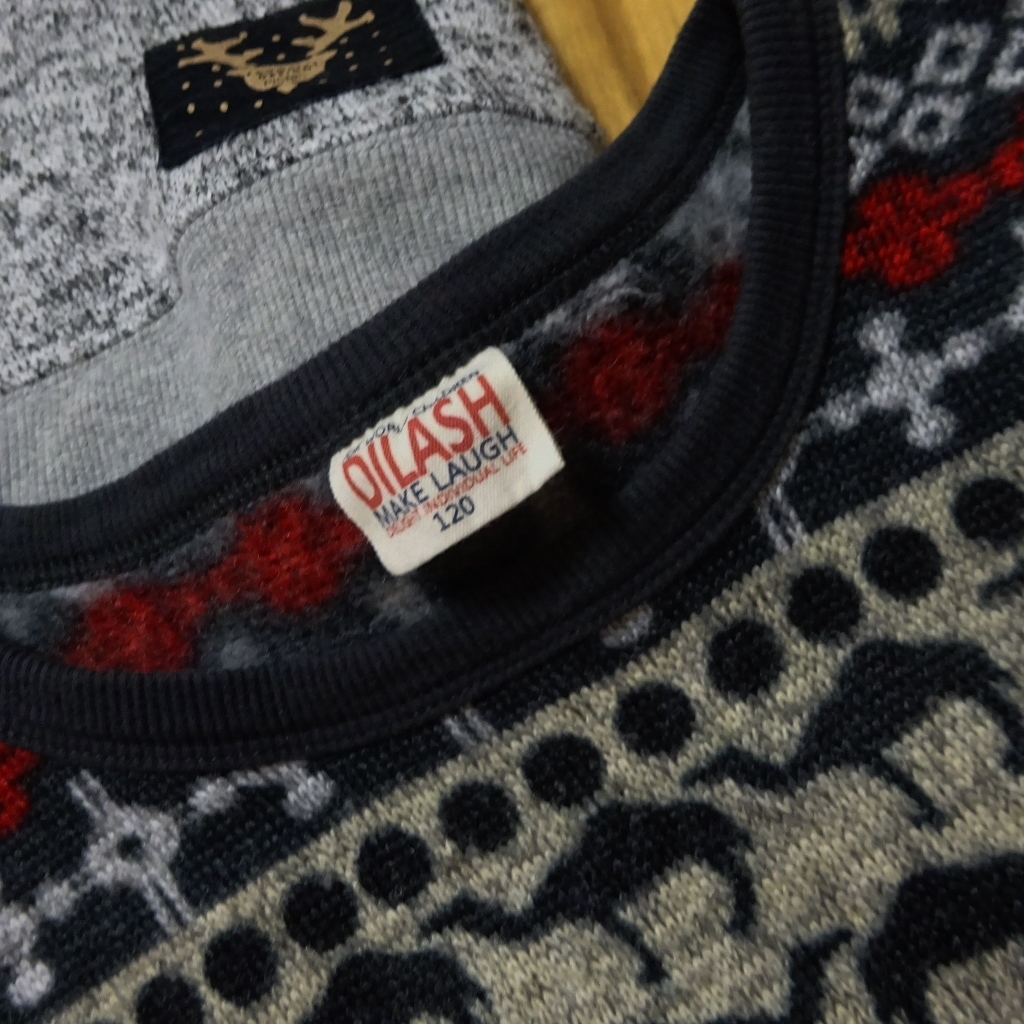  sweater 2 sheets set [ KIDS 120cm ]DILASH Miki House tray doPICNIC fleece lining long sleeve 