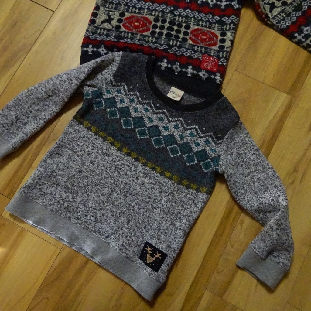  sweater 2 sheets set [ KIDS 120cm ]DILASH Miki House tray doPICNIC fleece lining long sleeve 