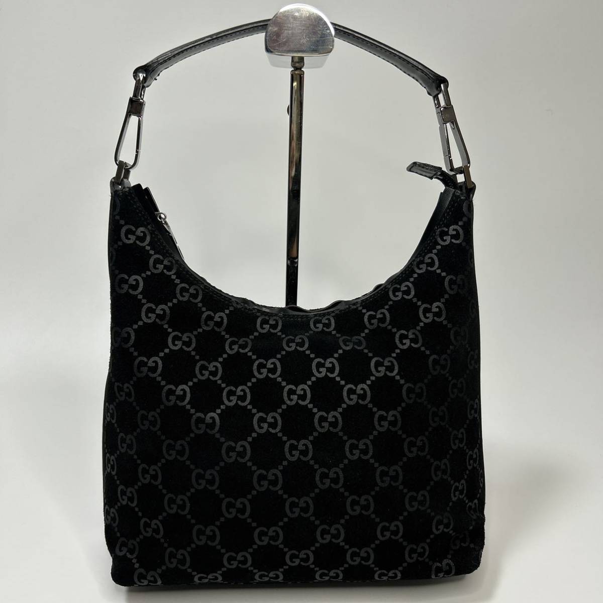 1円〜 【美品】GUCCI グッチ GG 柄 スエード ハンド バッグ ワン