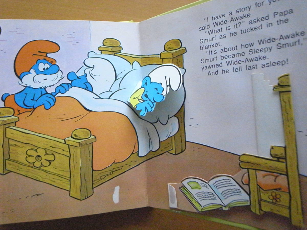 【古い洋書/ポップアップ絵本】スマーフ/A Little Smurf Bedtime Story/LITTLE POPS/1982年？/昭和レトロ/しかけ絵本/小さいサイズ_画像2