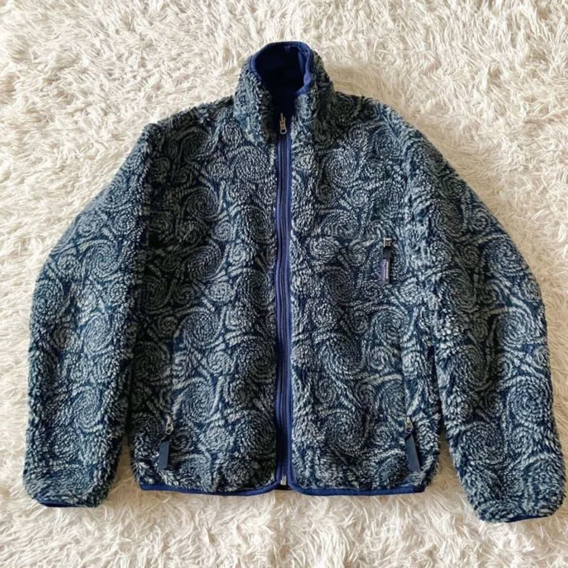 USA製】Patagonia 98年 グリセード リバーシブル 渦巻 ネイビー