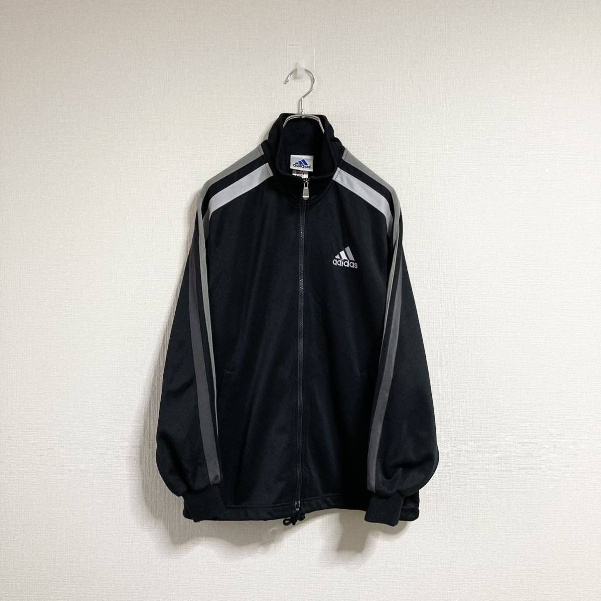 90s 00s Adidas アディダス トラックジャケット ジャージ ビッグライン ブラック - Size M