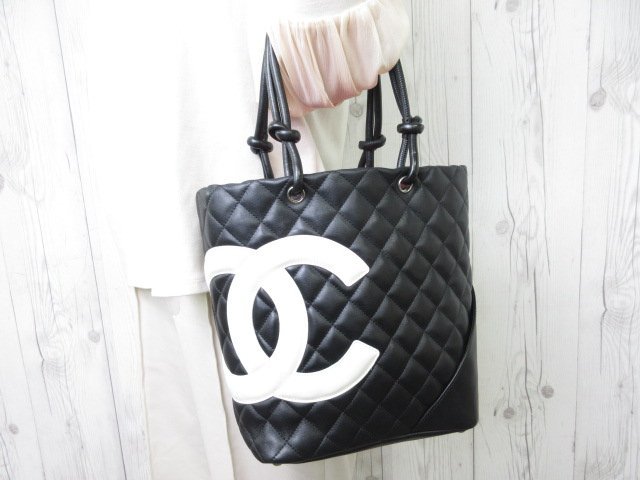 極美品 CHANEL シャネル ココマーク カンボンライン ハンドバッグ