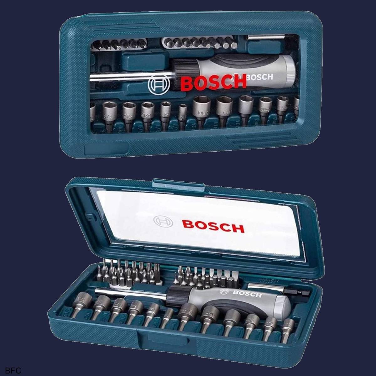 ビットラチェットセット 46点 BOSCH 6.35mm 1/4 ミニチュアビット ラチェット式ドライバー プラスチックケース ボッシュ 送料無料