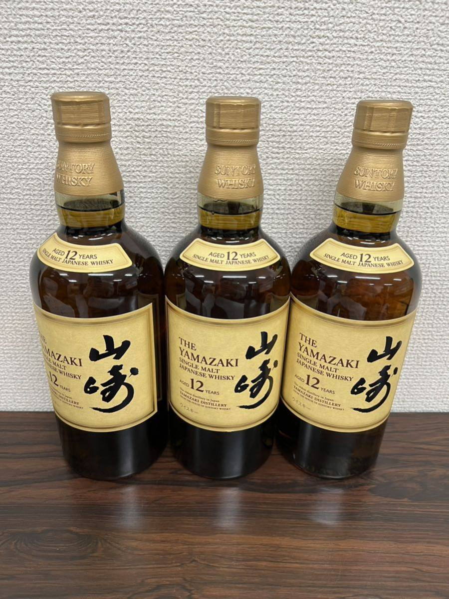 ヤフオク! - 3本セット 未開栓 サントリー 山崎 12年 シングルモル...