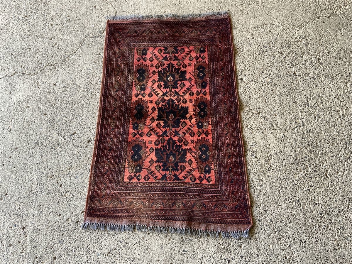 オススメヴィンテージ 125×79cm アフガニスタン産 絨毯 ラグ 