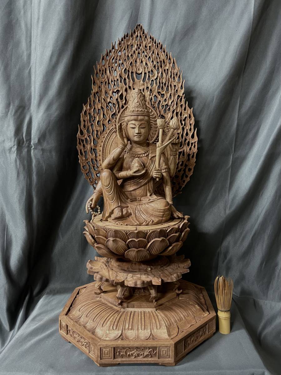 ヤフオク! - 大型高62cm 仏教工芸品 総楠製 井波彫刻 極上彫 木彫...