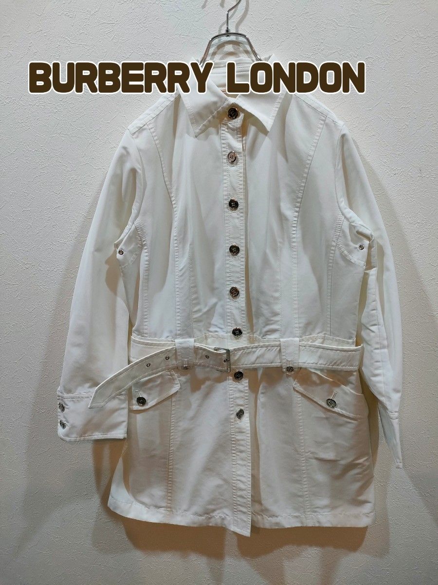 BURBERRY LONDON スプリングコート 銀ボタン ホワイト トレンチ