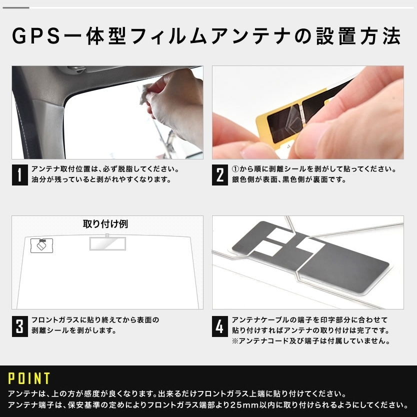 純正ナビ トヨタ NSCN-W60 カーナビ GPS一体型 L型 フィルムアンテナ セット 両面テープ付き_画像2