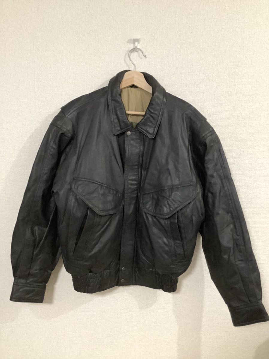 MIRAGE ミラージュ レザージャケット フライトジャケット 革ジャン レザーブルゾン 古着 レトロ ミリタリー 紳士服 昭和