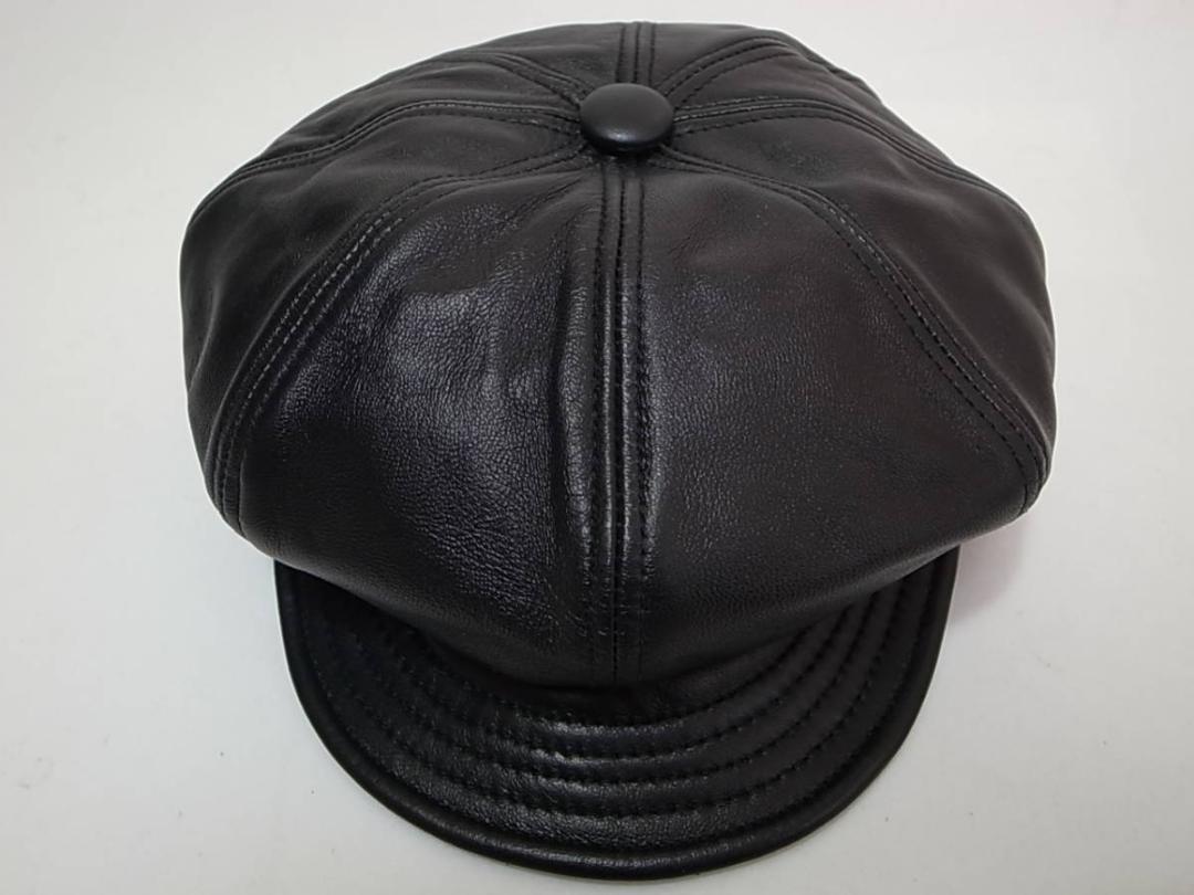 [ free shipping prompt decision ]New York Hat New York Hat NewYorkHat USA made Lambskin Spitfire real leather made leather material Casquette black M new goods America made 