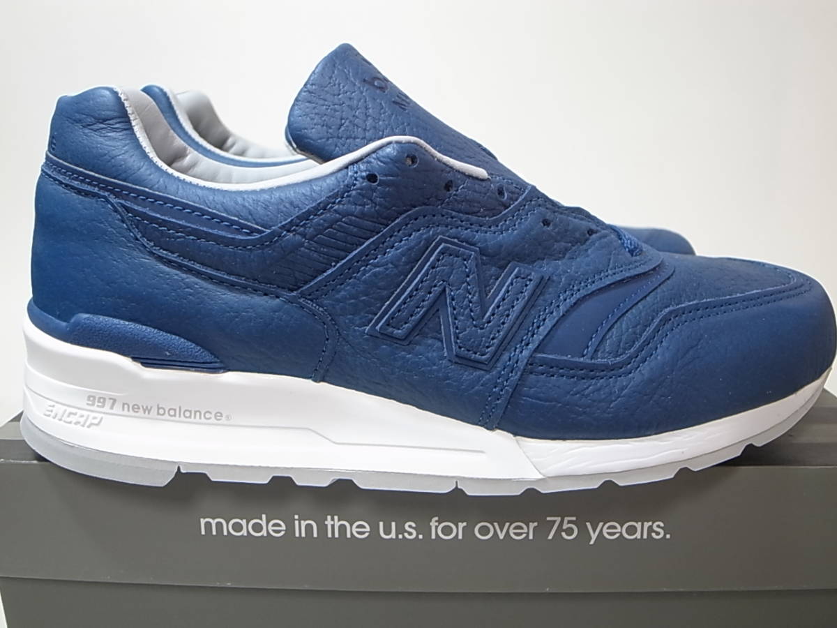 【送料無料 即決】NEW BALANCE USA製 M997BIS 26.5cm US8.5新品オールレザーモデル NAVYバイソンレザーBISON LEATHER紺x白 アメリカ米国製_画像2