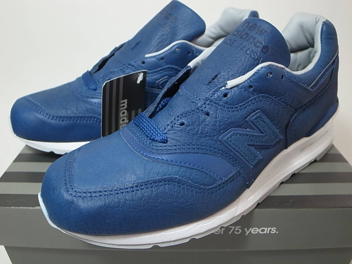 【送料無料 即決】NEW BALANCE USA製 M997BIS 26.5cm US8.5新品オールレザーモデル NAVYバイソンレザーBISON LEATHER紺x白 アメリカ米国製_画像5