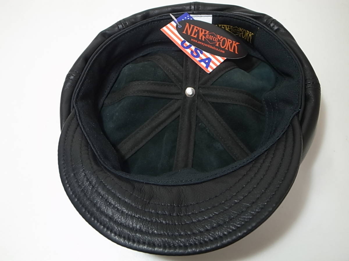[ free shipping prompt decision ]New York Hat New York Hat NewYorkHat USA made Lambskin Spitfire real leather made leather material Casquette black M new goods America made 