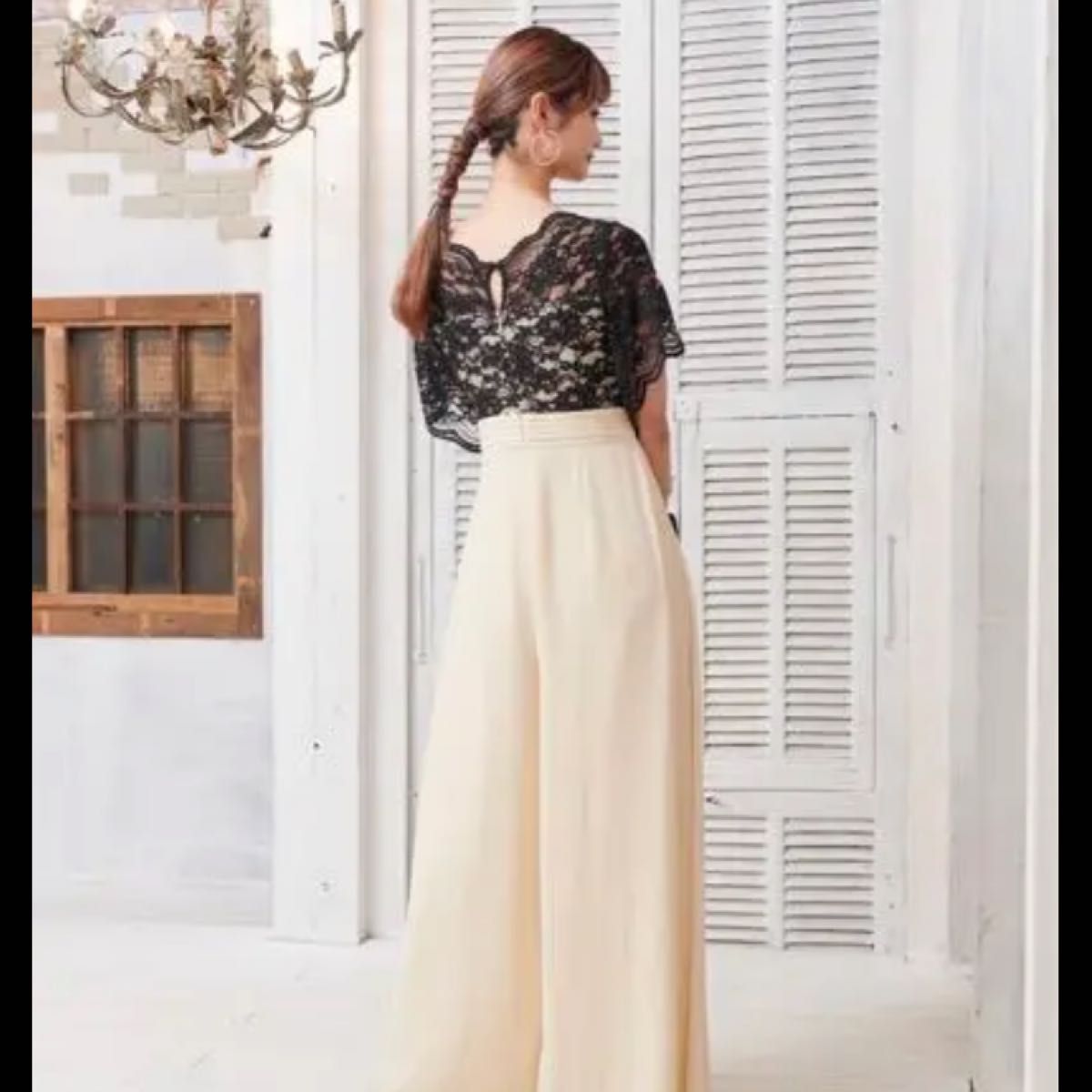 DRESS LAB 新品未使用 レーストップスオールインワンワイドパンツ