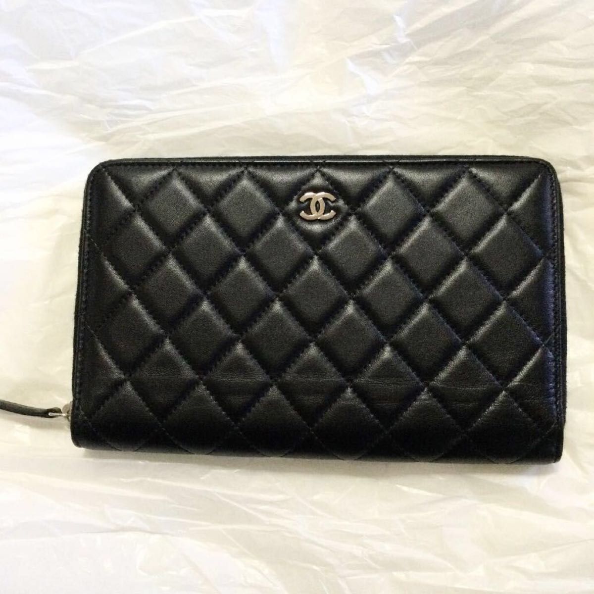 CHANEL ラムスキン マトラッセ ラウンドファスナー長財布