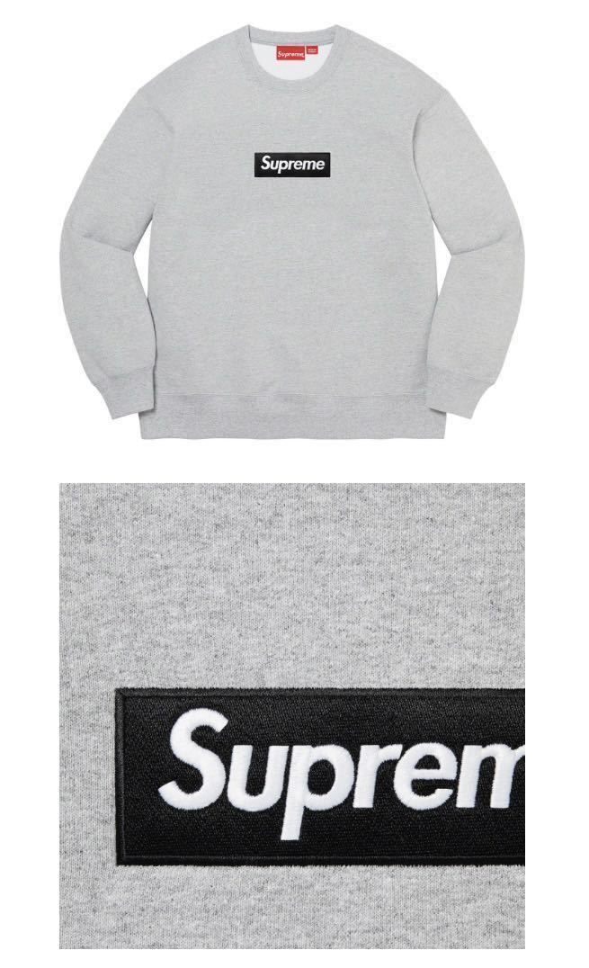 送料無料 新品 M SUPREME Box Logo Crewneck Heather Grey グレー 灰色 シュプリーム ボックスロゴ クルーネック_画像2