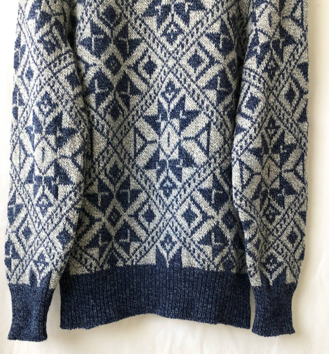  быстрое решение [80\'s Vintage /ROYAL NORTH MILLS OUTFITTERS]neitib узор общий рисунок плетеный шерсть вязаный свитер /M/ серый × индиго / America производства 