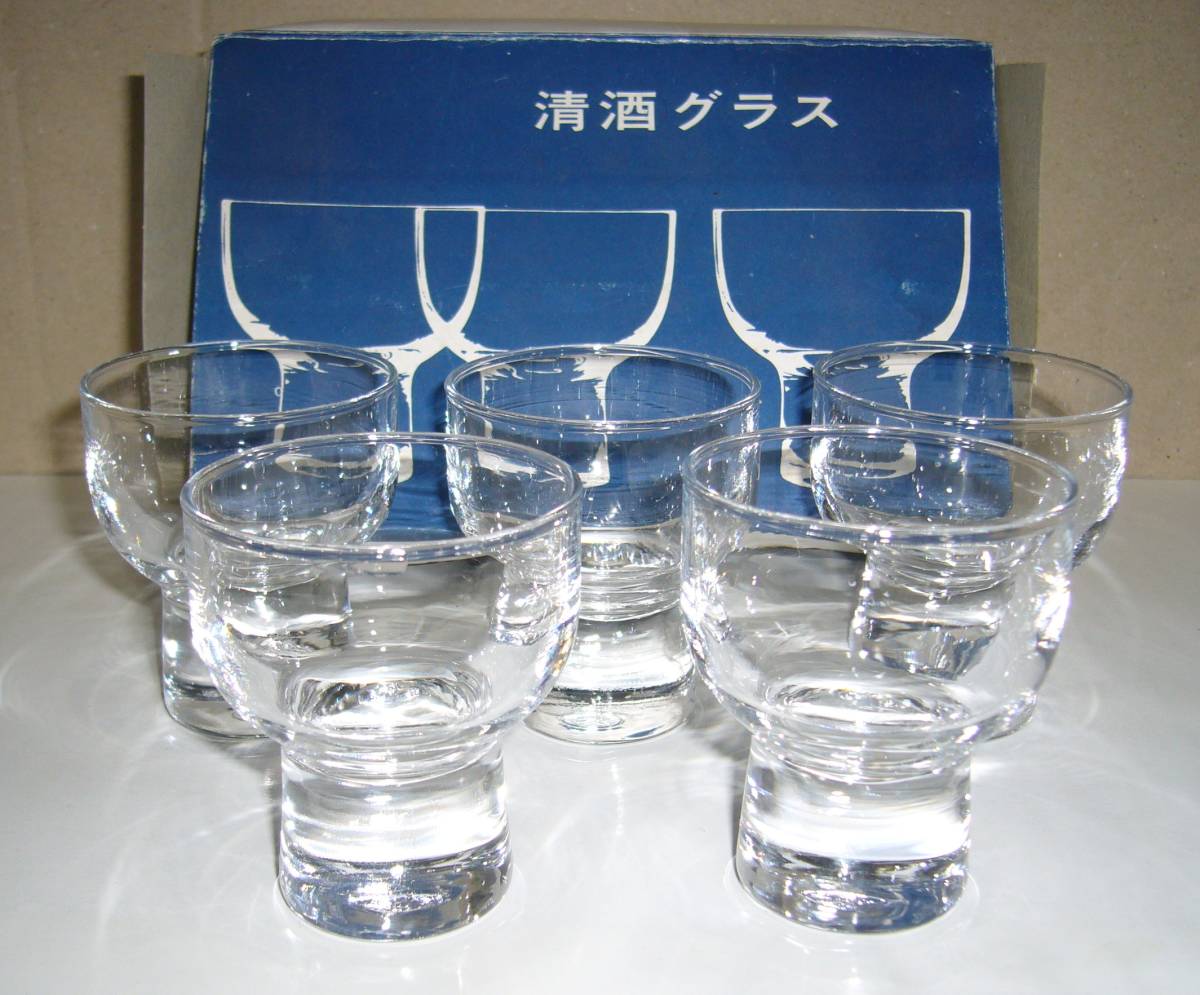 清酒グラス 佐々木硝子 柳宗理 デザイン ５客個セット 未使用 ガラス製 （外側 口径  約5,5㎝ｘ高さ 約6.5㎝）の画像1