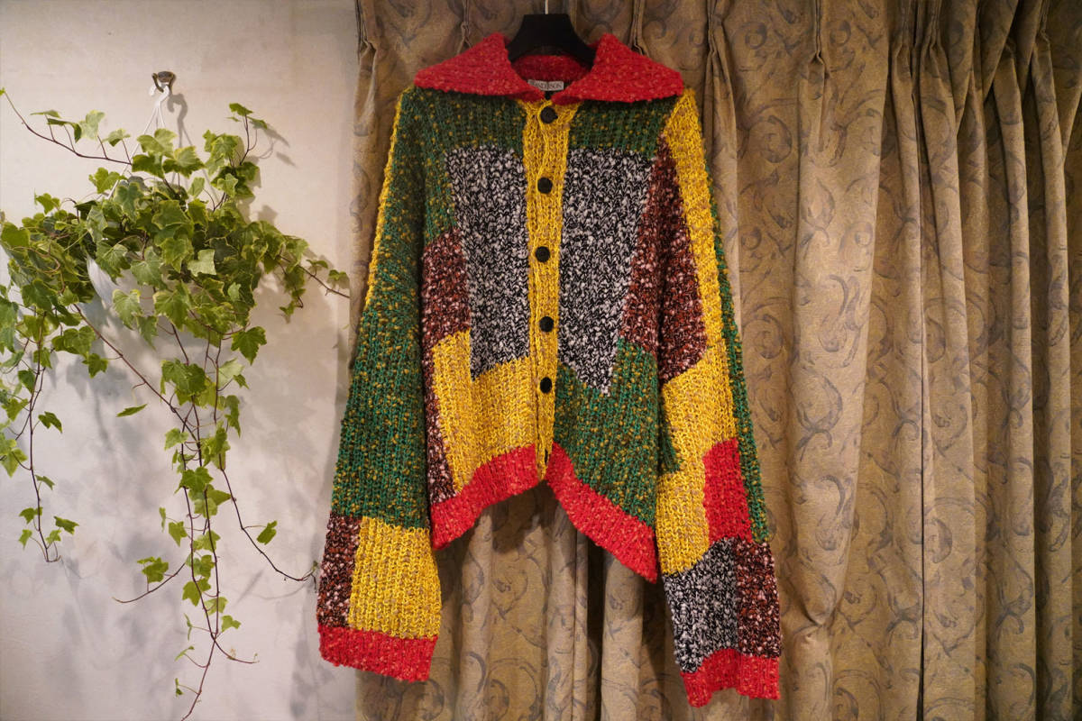  new goods * J.W. under sonJW ANDERSON multicolor anchor patchwork cardigan (one size) * volume knitted j.w.anderson