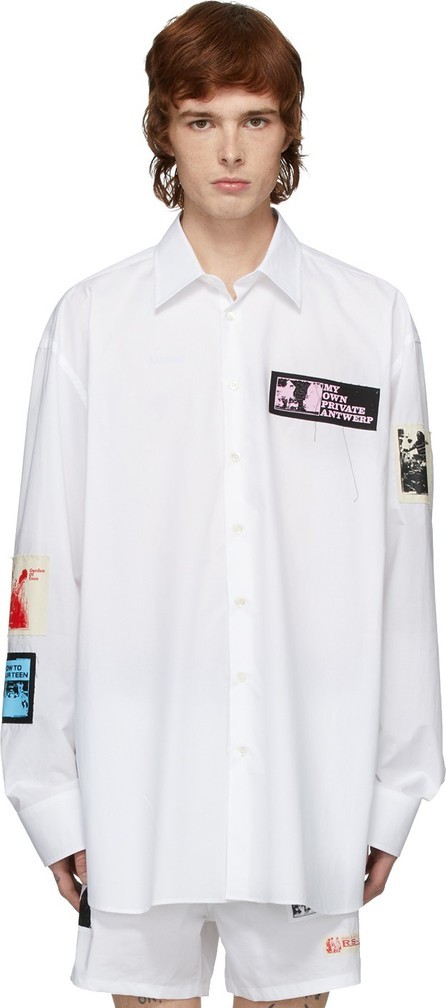  новый товар * Raf Simons RAF SIMONS 2020SS большой размер лоскутное шитье рубашка (50) белый *... нет стиль 