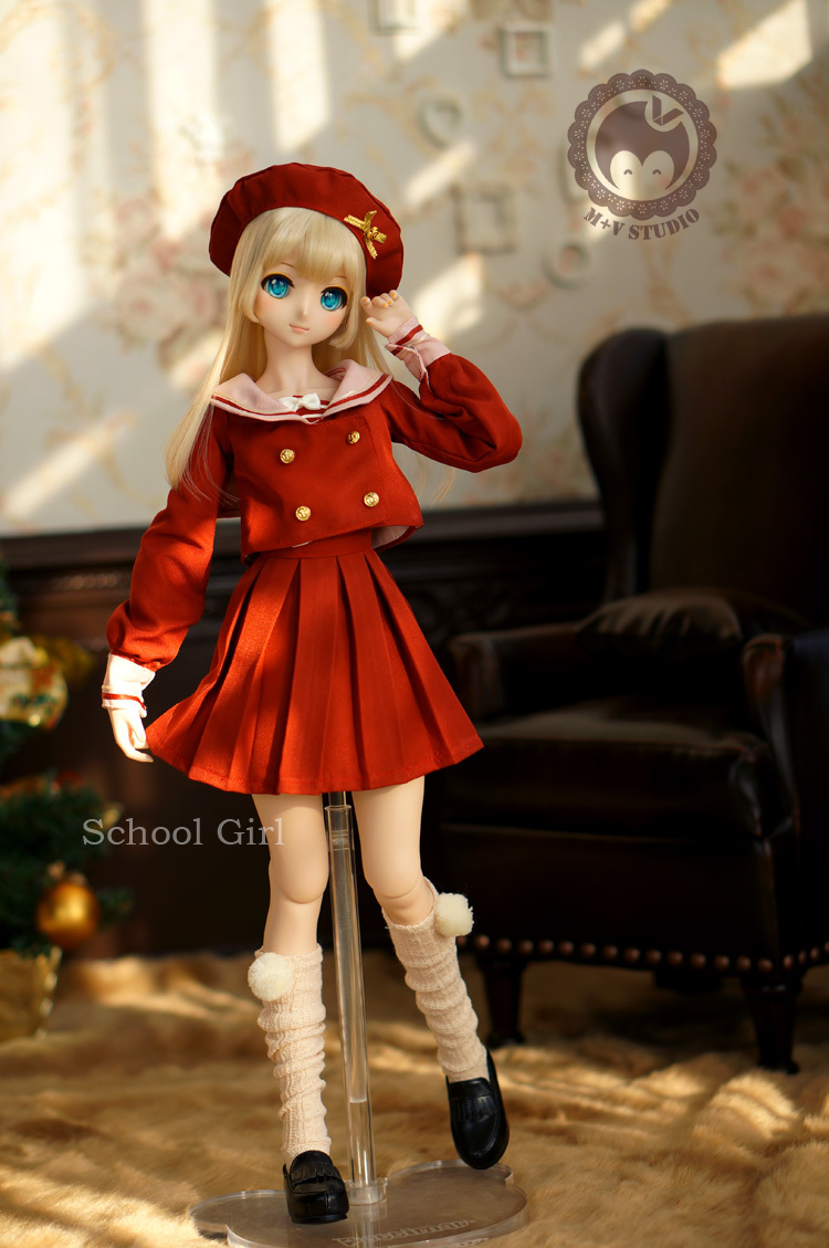 DD、DDS (SS/S/M/L胸)可愛いマリン風制服4点セット★レッド